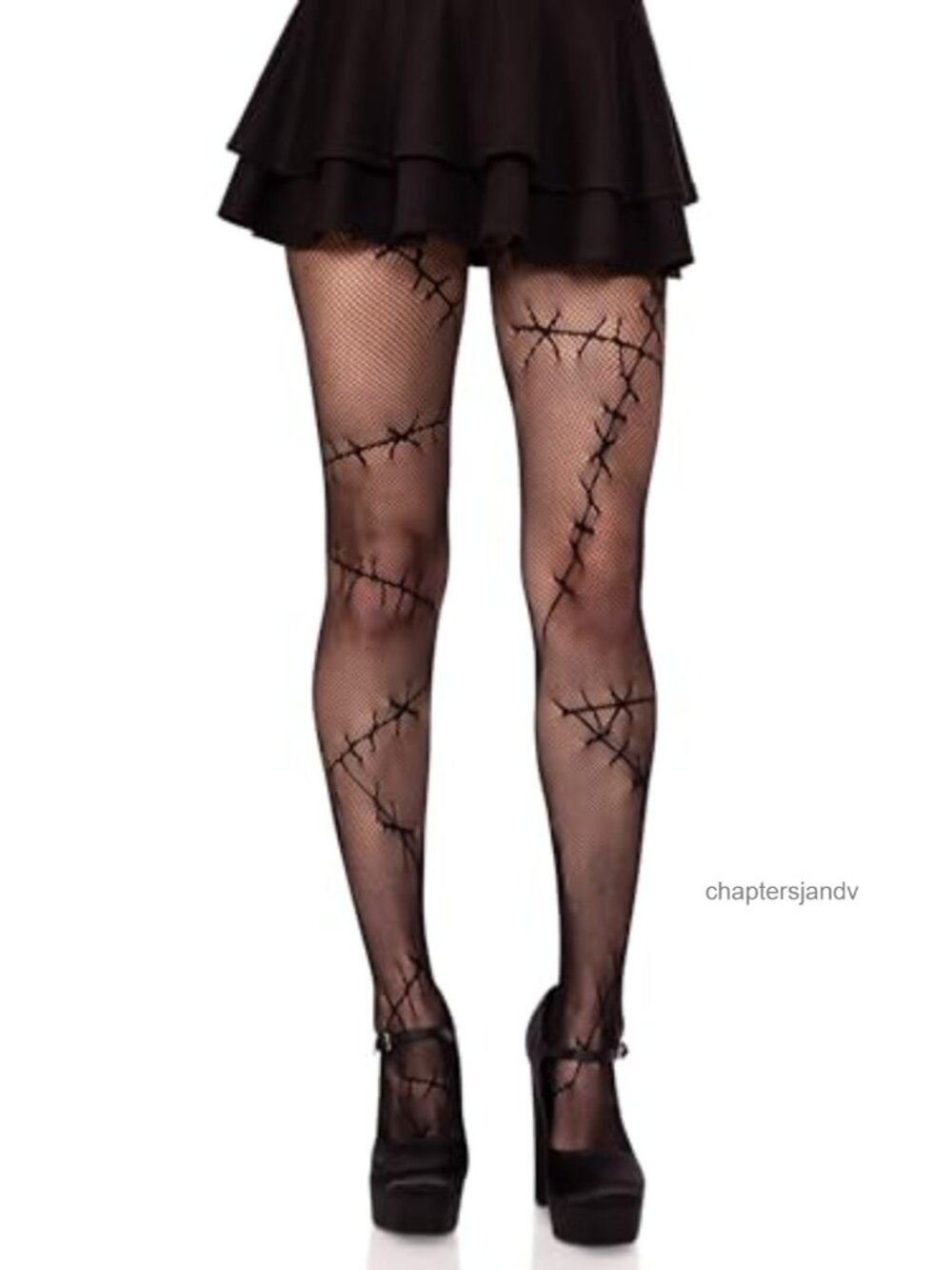 Leg Avenue Stitched Up Fishnet Tights One Size Nylon Spandex Halloween Goth